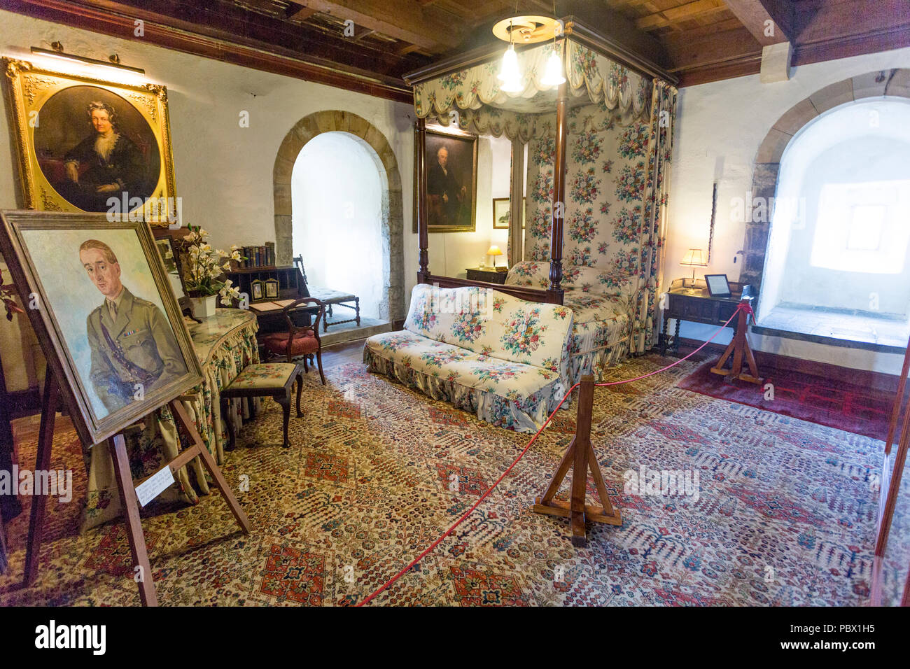 The State Bedroom inside historic Duart Castle on the Isle of Mull, Argyll and Bute, Scotland, UK Stock Photo