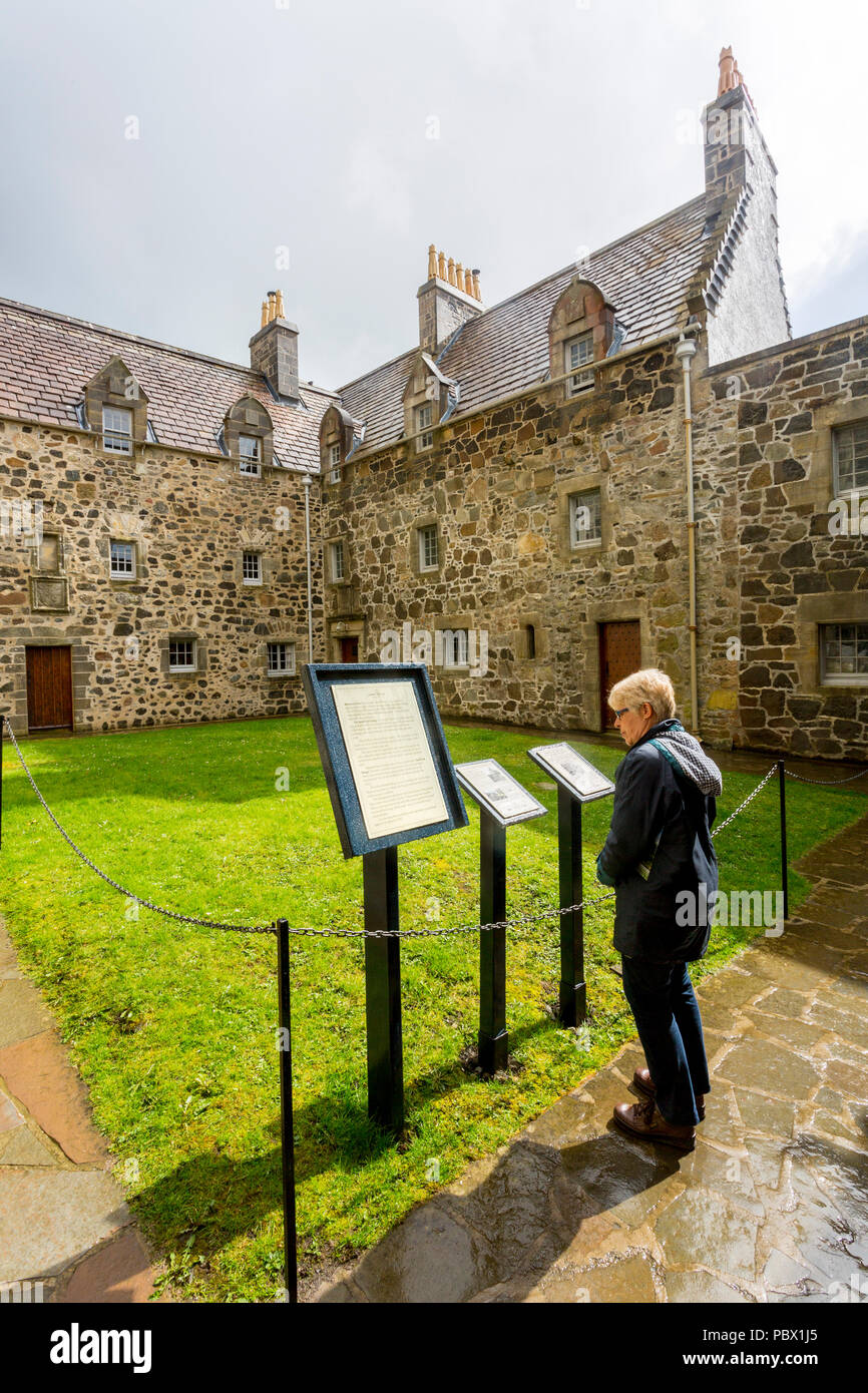 The courtyard of the historic Duart Castle on the Isle of Mull, Argyll and Bute, Scotland, UK Stock Photo