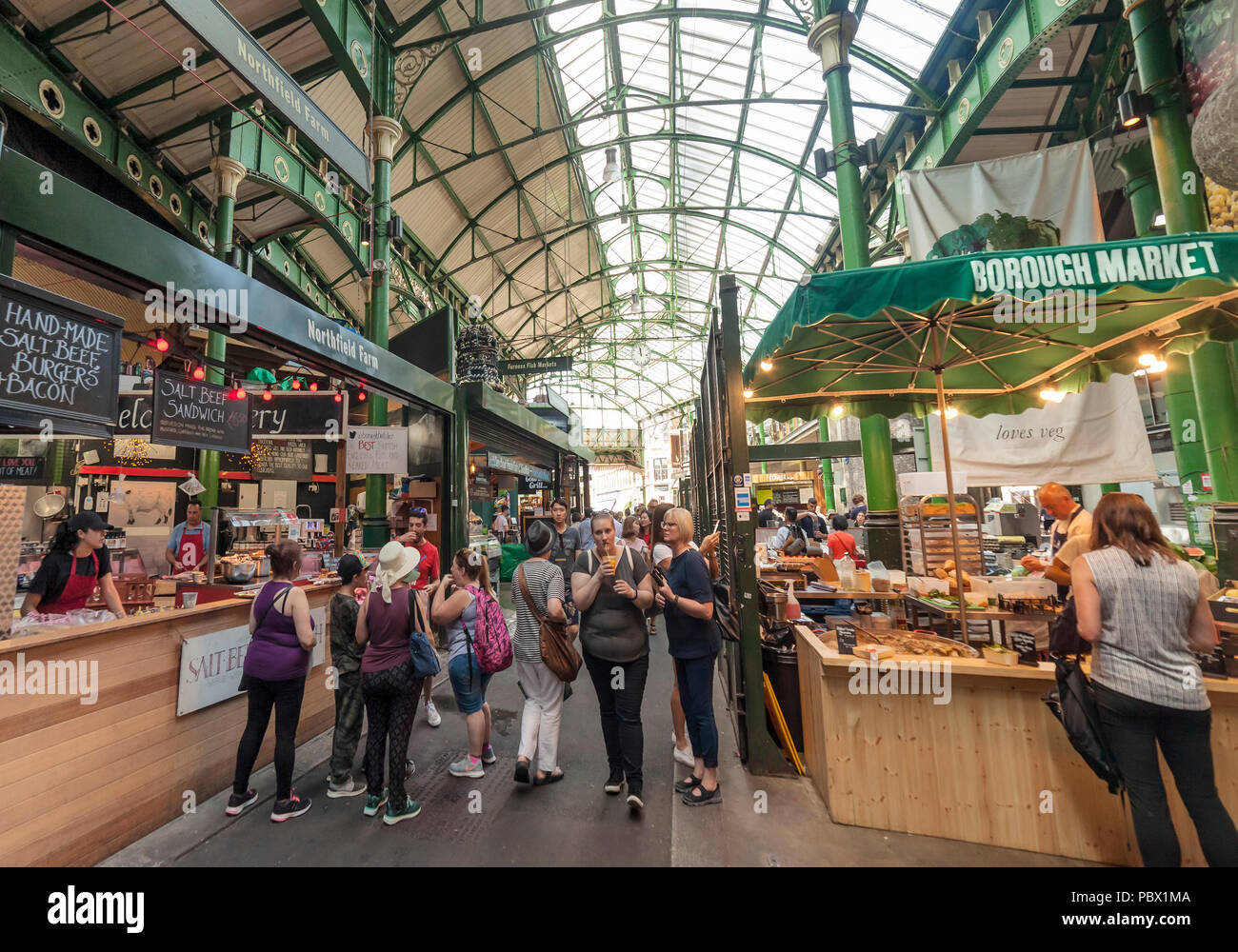 Borough Market stalls. Stock Photo