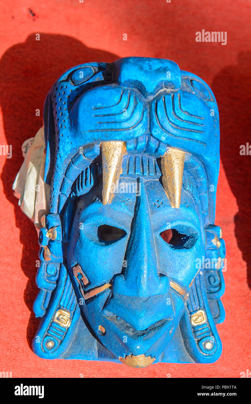 Blue Masks, Authentic handcraft souvenirs of maya civilisation Stock ...