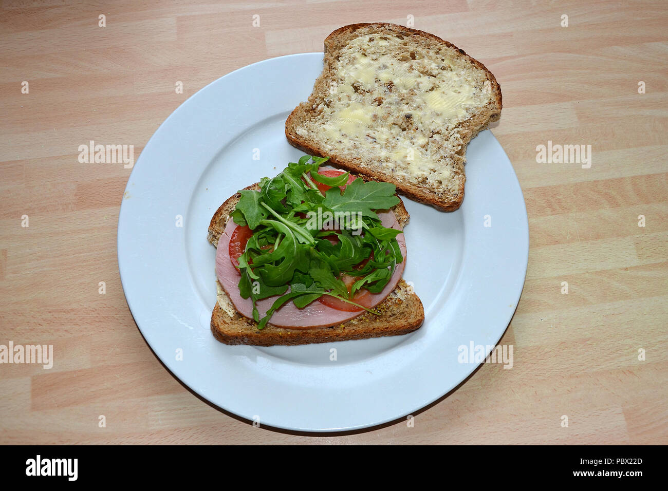 ham sandwich on whole grain brown bread Stock Photo Alamy