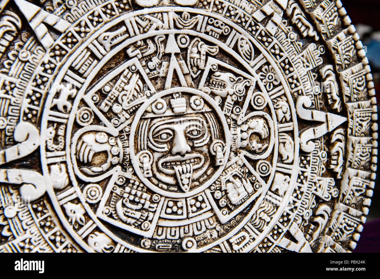 Maya calendar, Authentic handcraft souvenirs of maya civilisation Stock