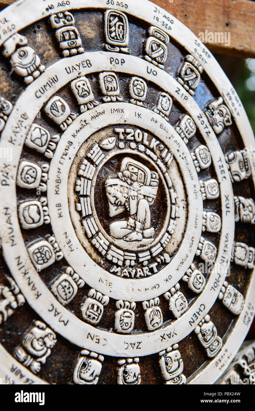 Maya calendar, Authentic handcraft souvenirs of maya civilisation Stock