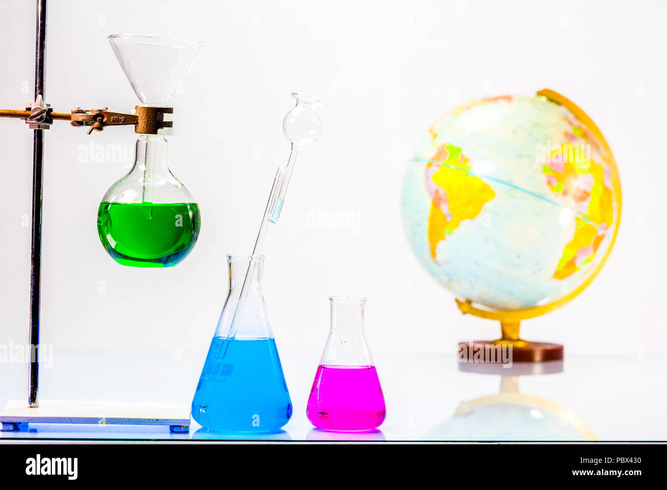 Lab experiments molecule structure with chemical experiment tube In the