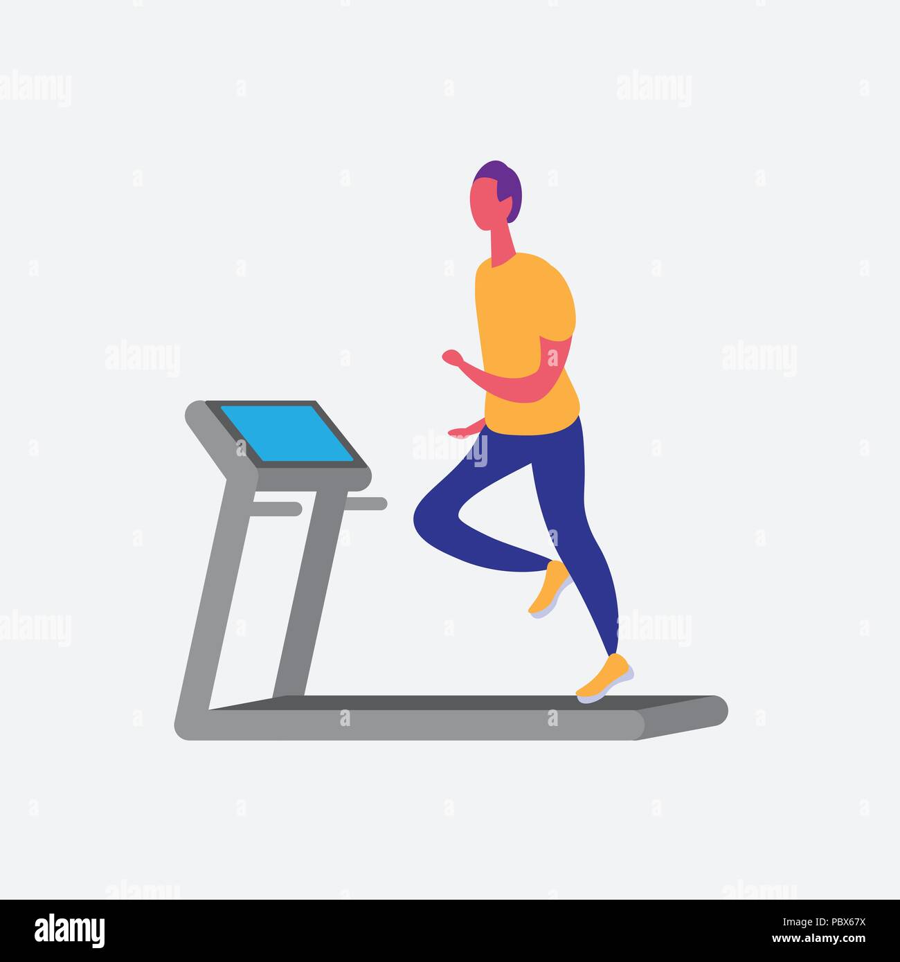 man running treadmill cartoon character sport male activities isolated keep  fit healthy lifestyle motivation concept full length flat Stock Vector  Image & Art - Alamy