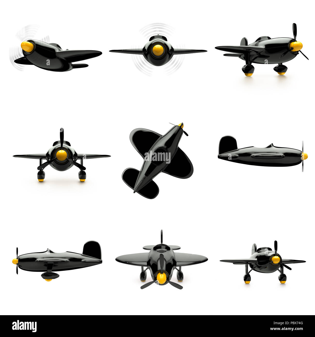 Airplane set isolated on white background. 3d illustration Stock Photo