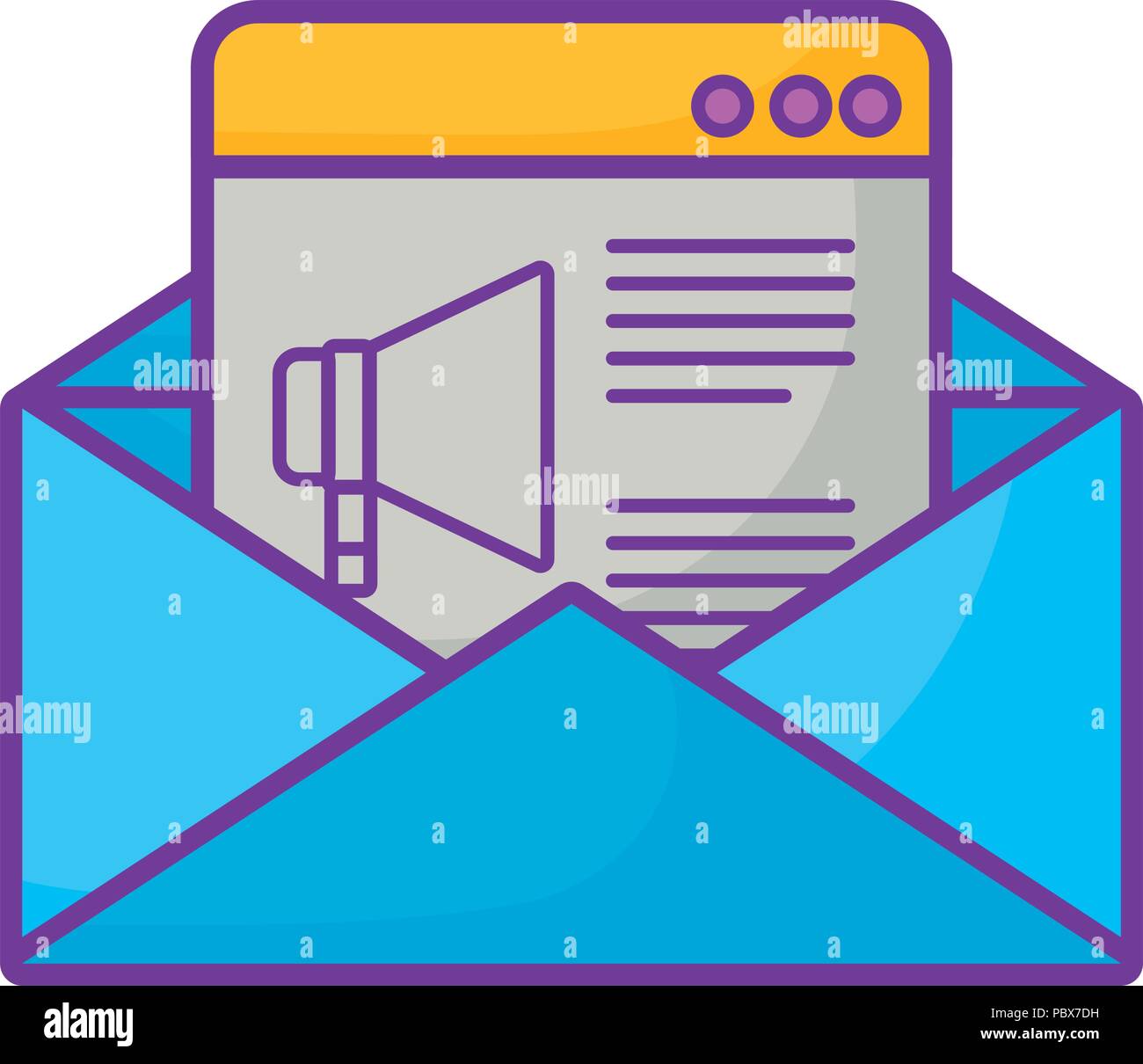 envelope and web page interface over white background, vector ...