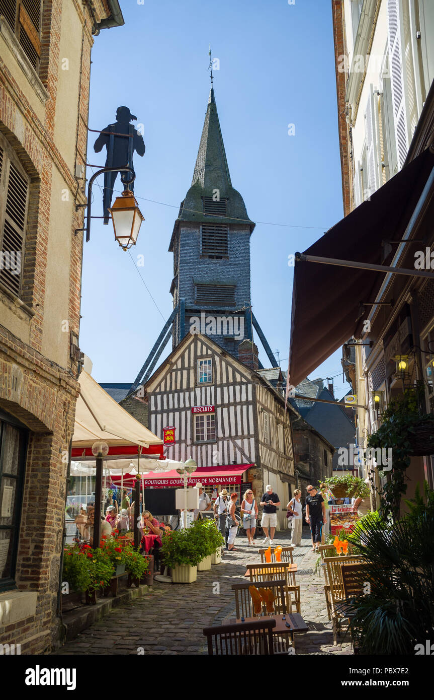Looking into Place Sainte Catherine, Honfleur, Normandy, France Stock Photo