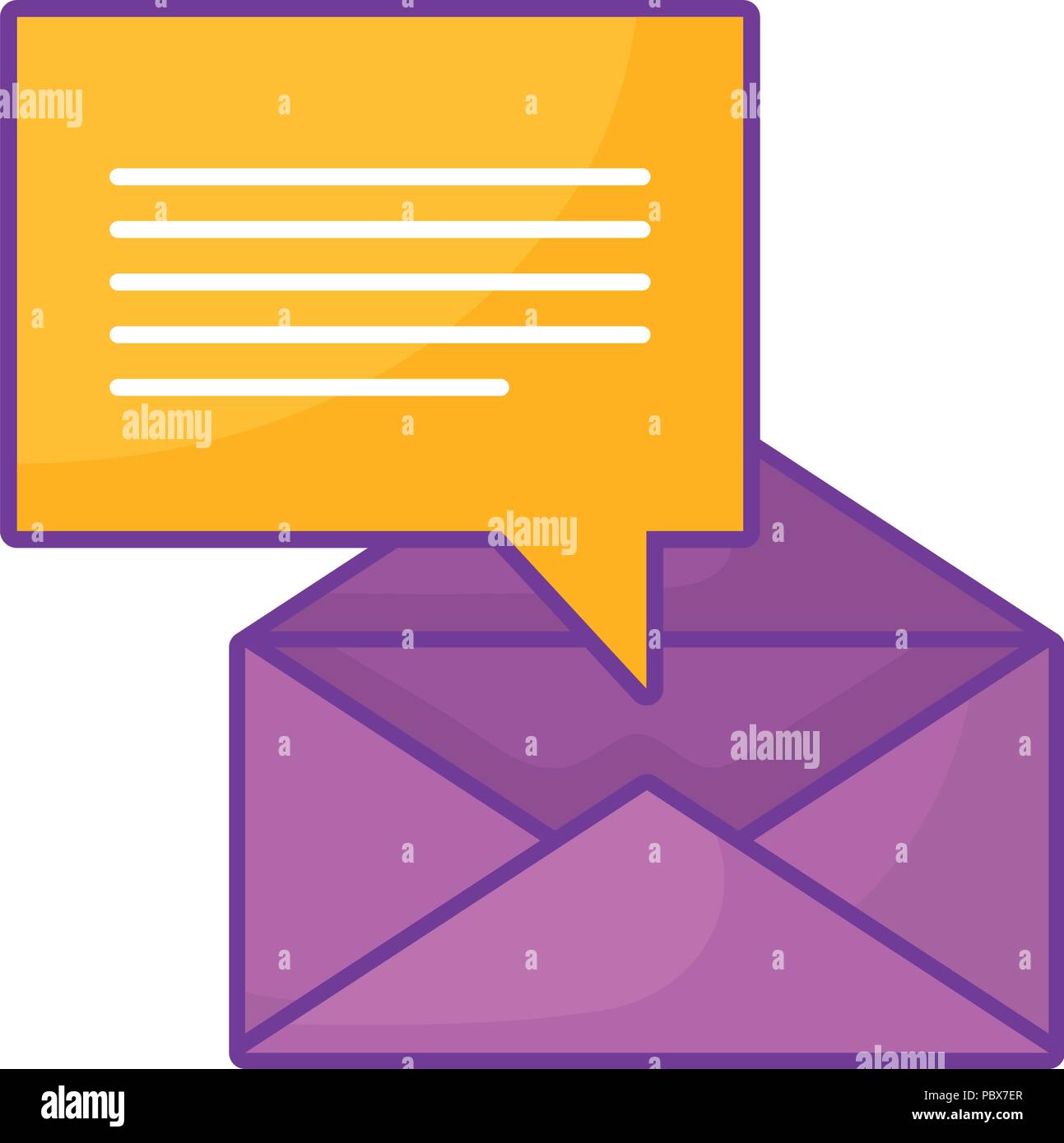 envelope and speech bubble over white background, vector illustration