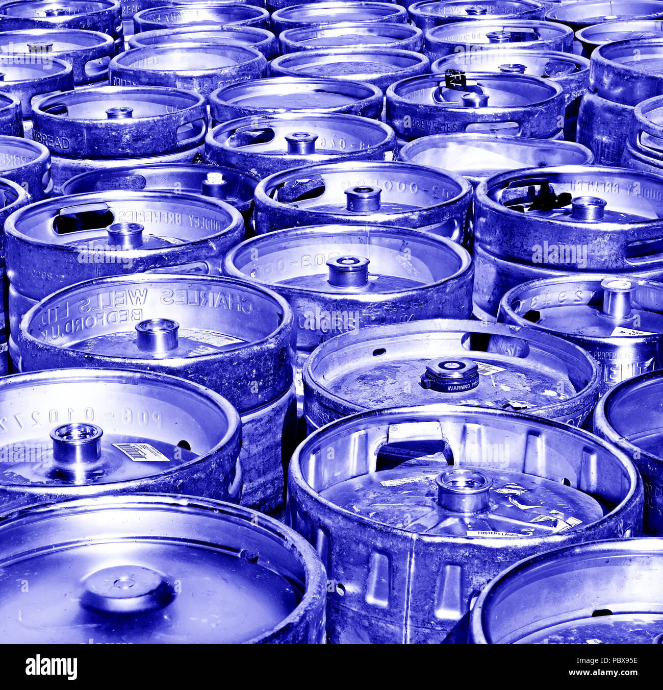 Aluminium beer barrels Stock Photo Alamy