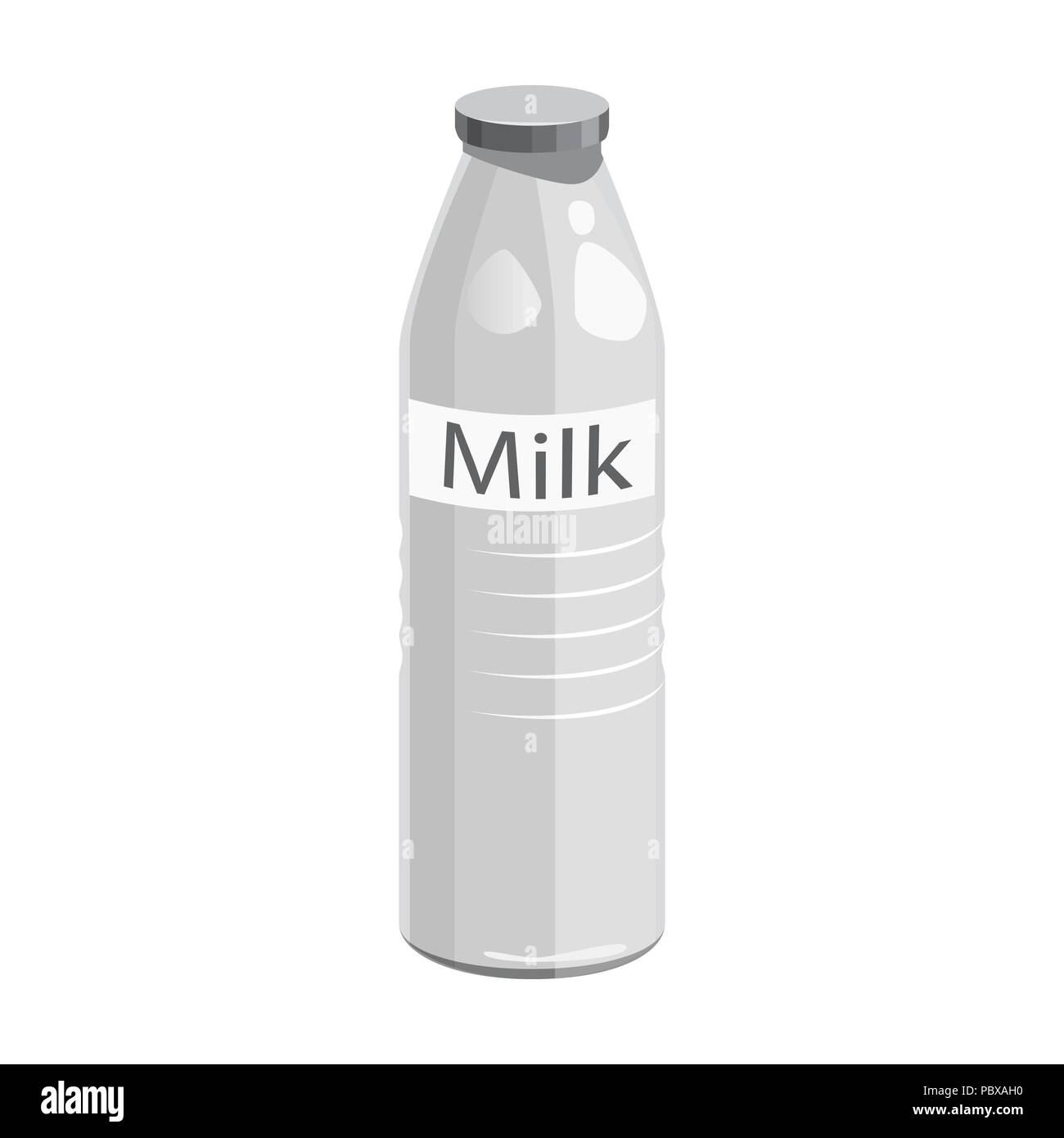 Plastic milk bottle icon in monochrome style isolated on white ...