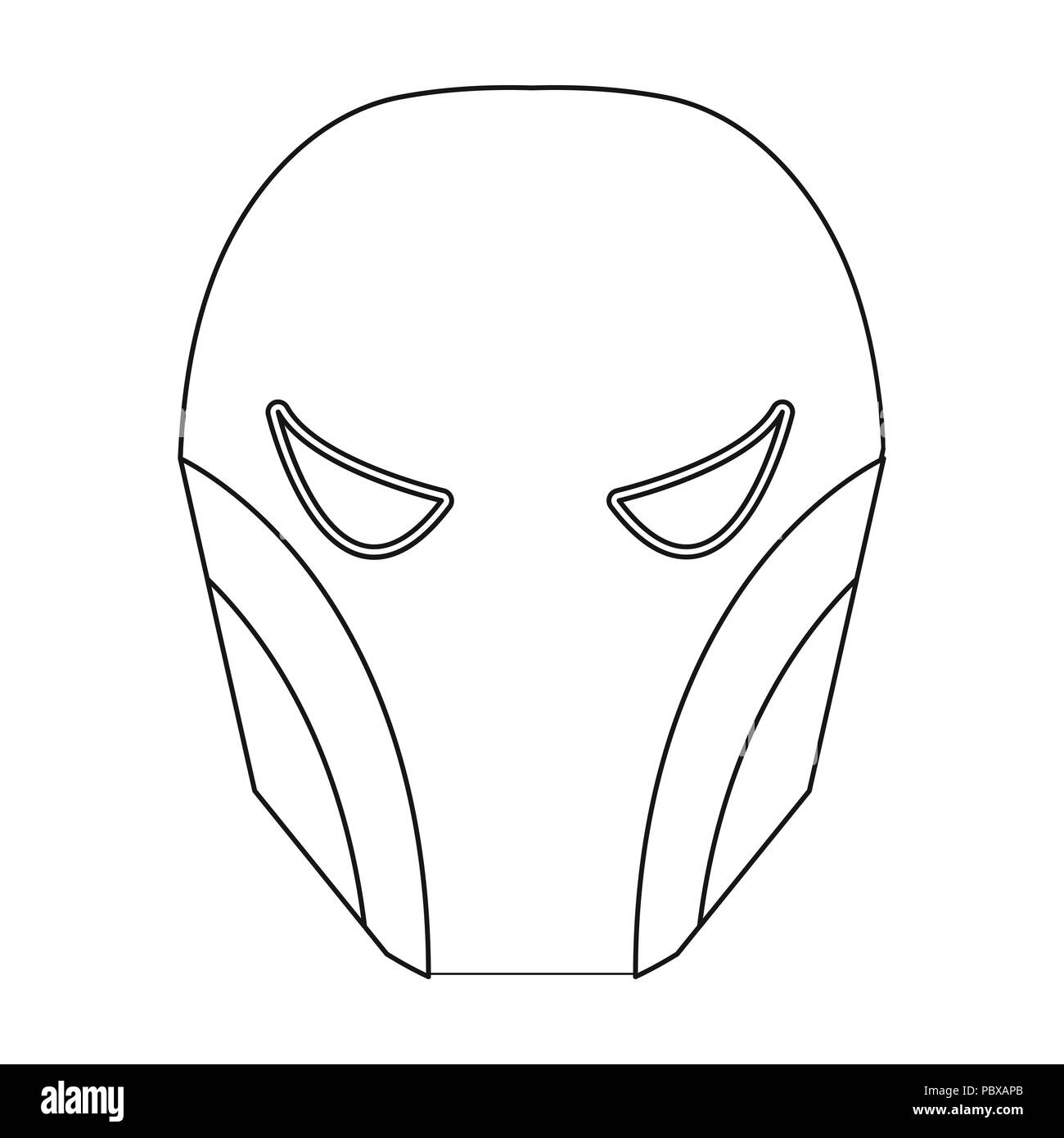 Superhero's helmet icon in outline style isolated on white
