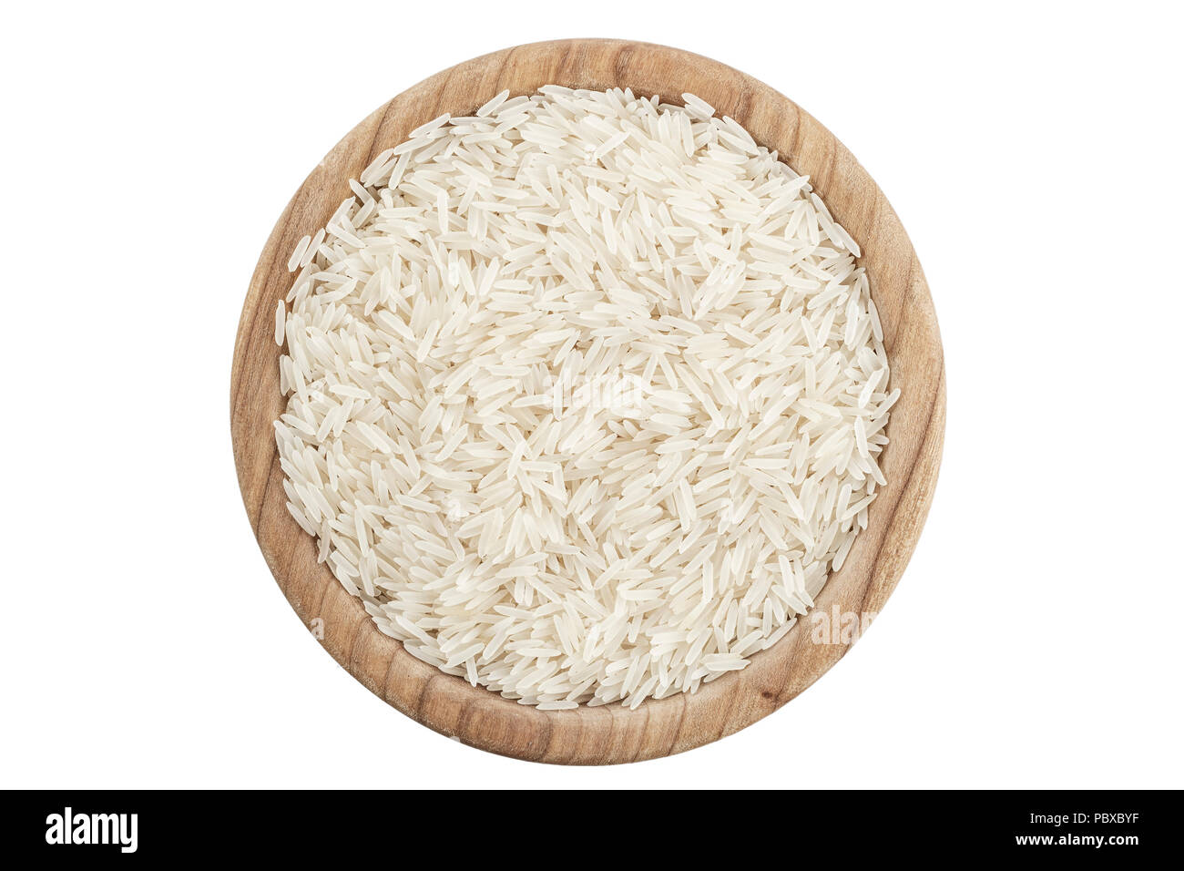 raw rice in a plate, isolated on a white background, space for text ... image.