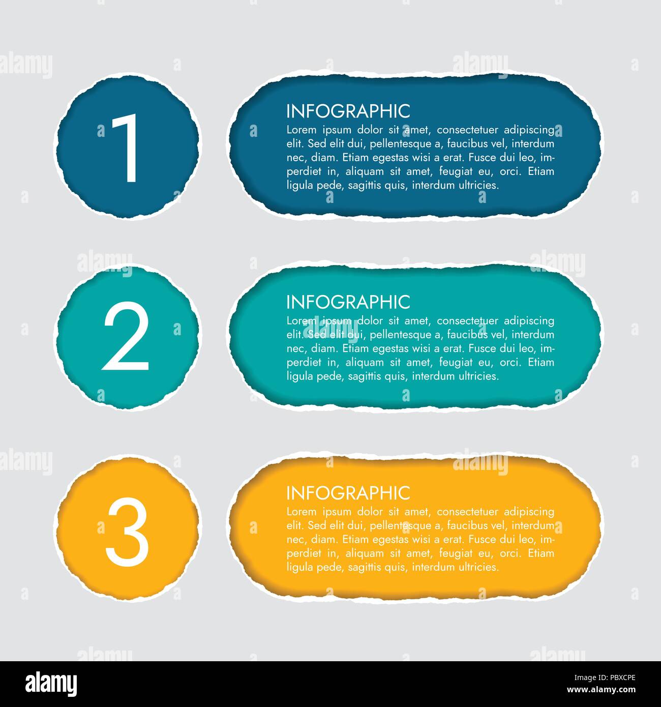 Vector modern color infographic template with three hole of torn paper ...
