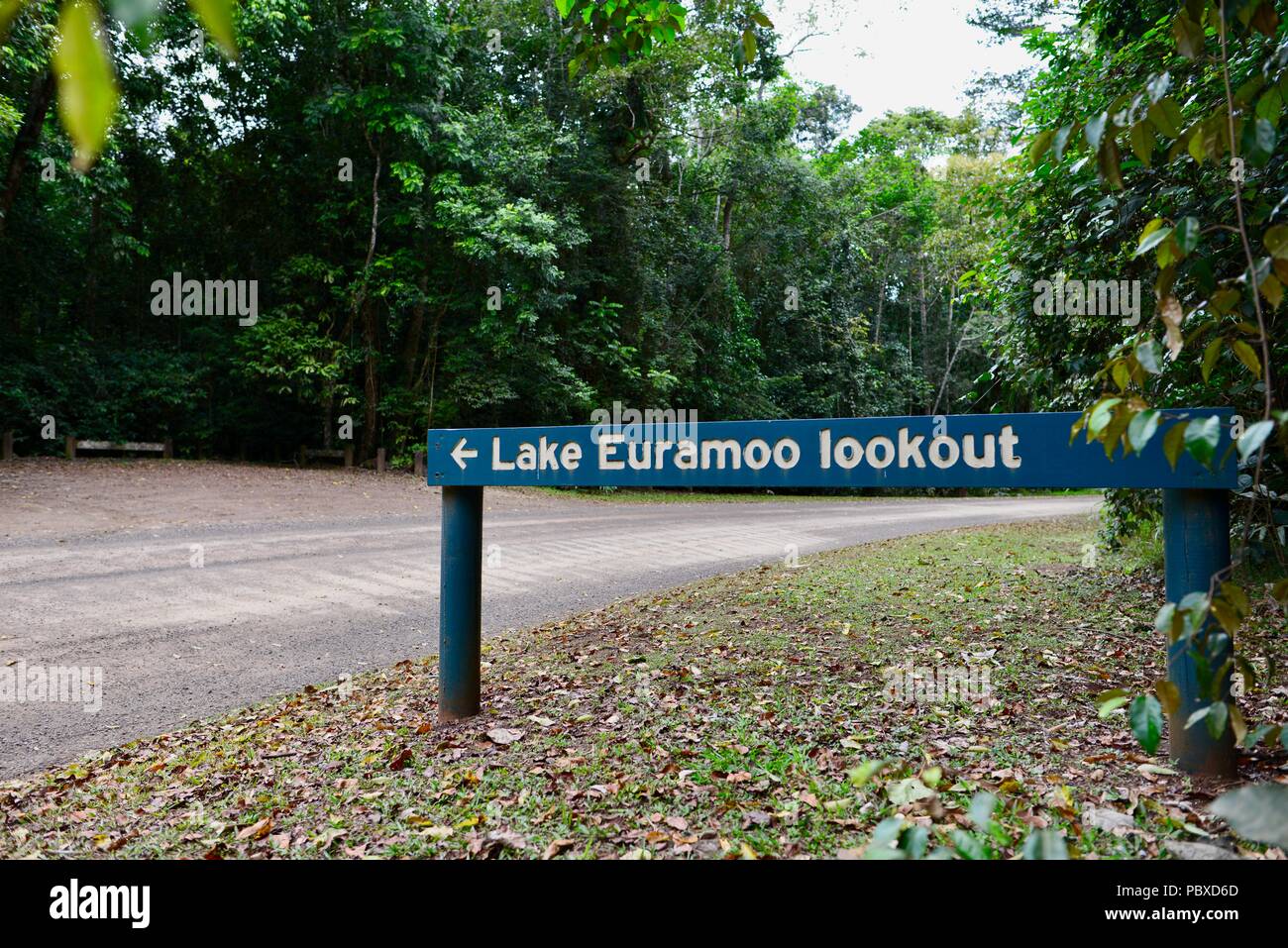 Lake Euramoo lookout sign, Atherton Tablelands, QLD, Australia Stock ...