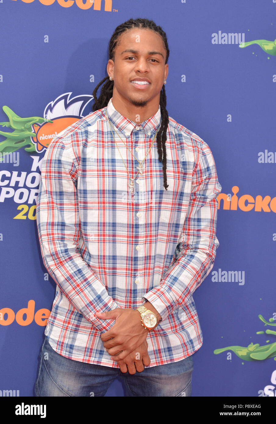 Jason Verrett   at the 2015 Nickelodeon Kid's Choice Sports awards at  UCLA Paley center in Los Angeles. July 16, 2015.Jason Verrett   ------------- Red Carpet Event, Vertical, USA, Film Industry, Celebrities,  Photography, Bestof, Arts Culture and Entertainment, Topix Celebrities fashion /  Vertical, Best of, Event in Hollywood Life - California,  Red Carpet and backstage, USA, Film Industry, Celebrities,  movie celebrities, TV celebrities, Music celebrities, Photography, Bestof, Arts Culture and Entertainment,  Topix, Three Quarters, vertical, one person,, from the year , 2015, inquiry tsuni Stock Photo
