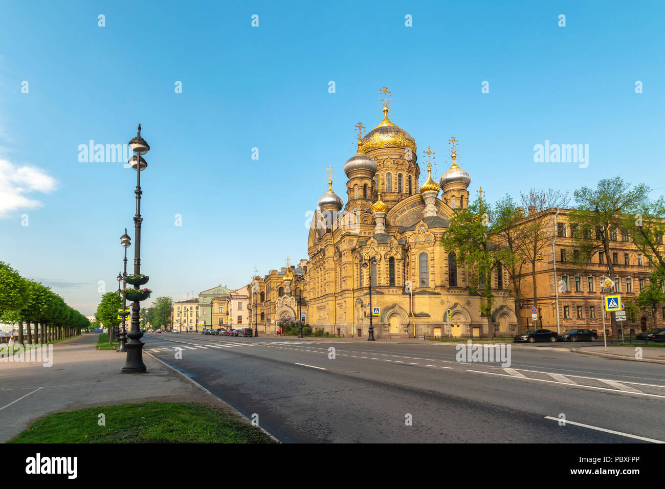 Saint Petersburg city skyline at Church of the Assumption of Mary, Saint Petersburg Russia Stock Photo