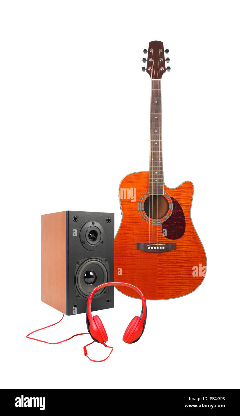 Music and sound Front view Orange flame maple electro acoustic