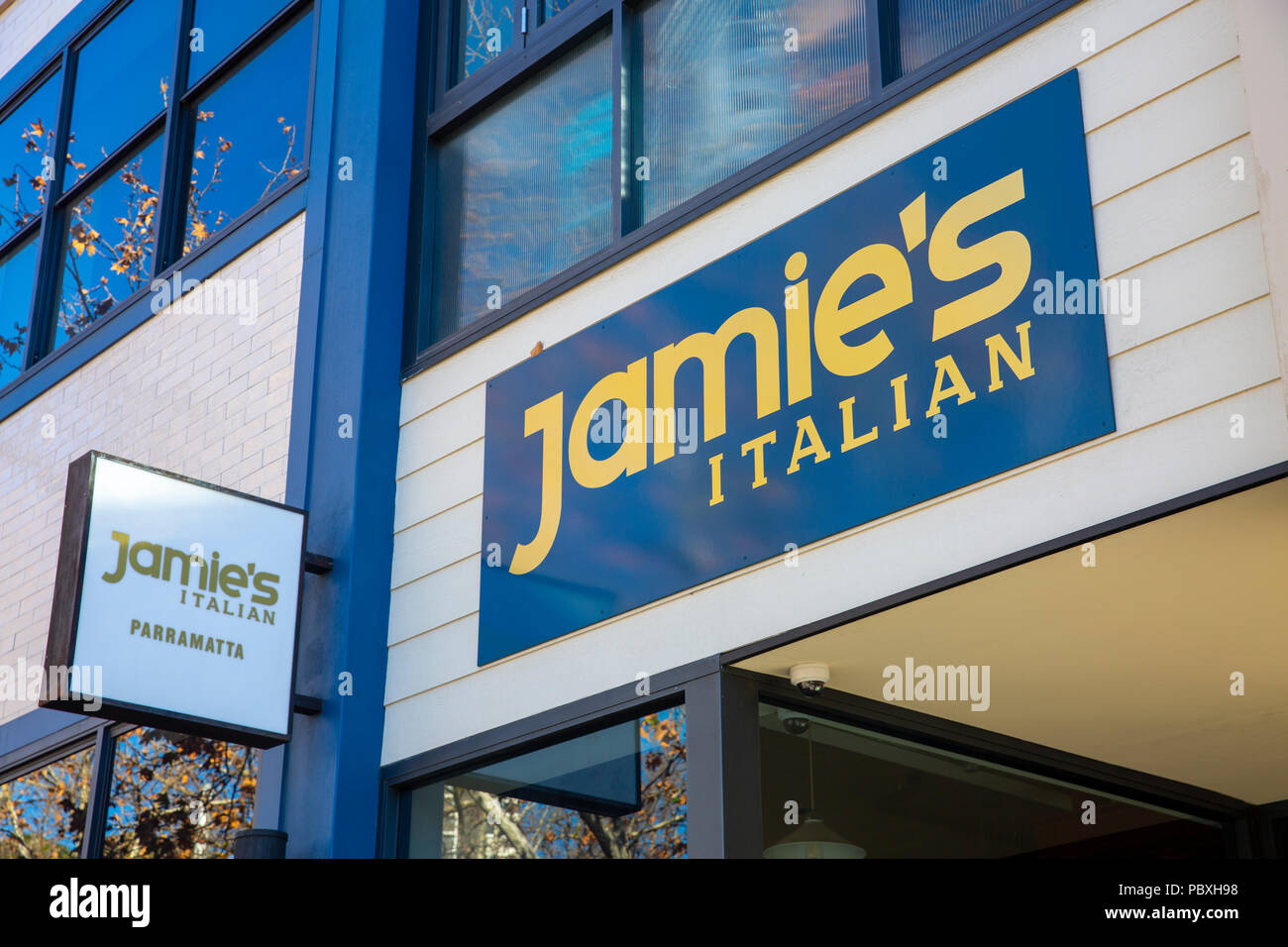 Jamie Oliver restaurant group Jamies Italian in centenary square,Parramatta,Western Sydney,Australia Stock Photo
