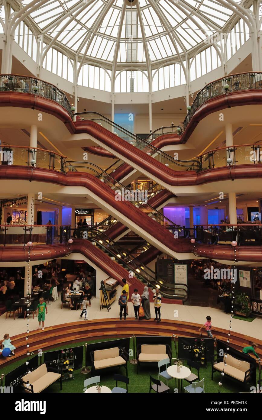 The luxurious interior of Princes Square shopping centre mall in Glasgow, Scotland, UK Stock Photo