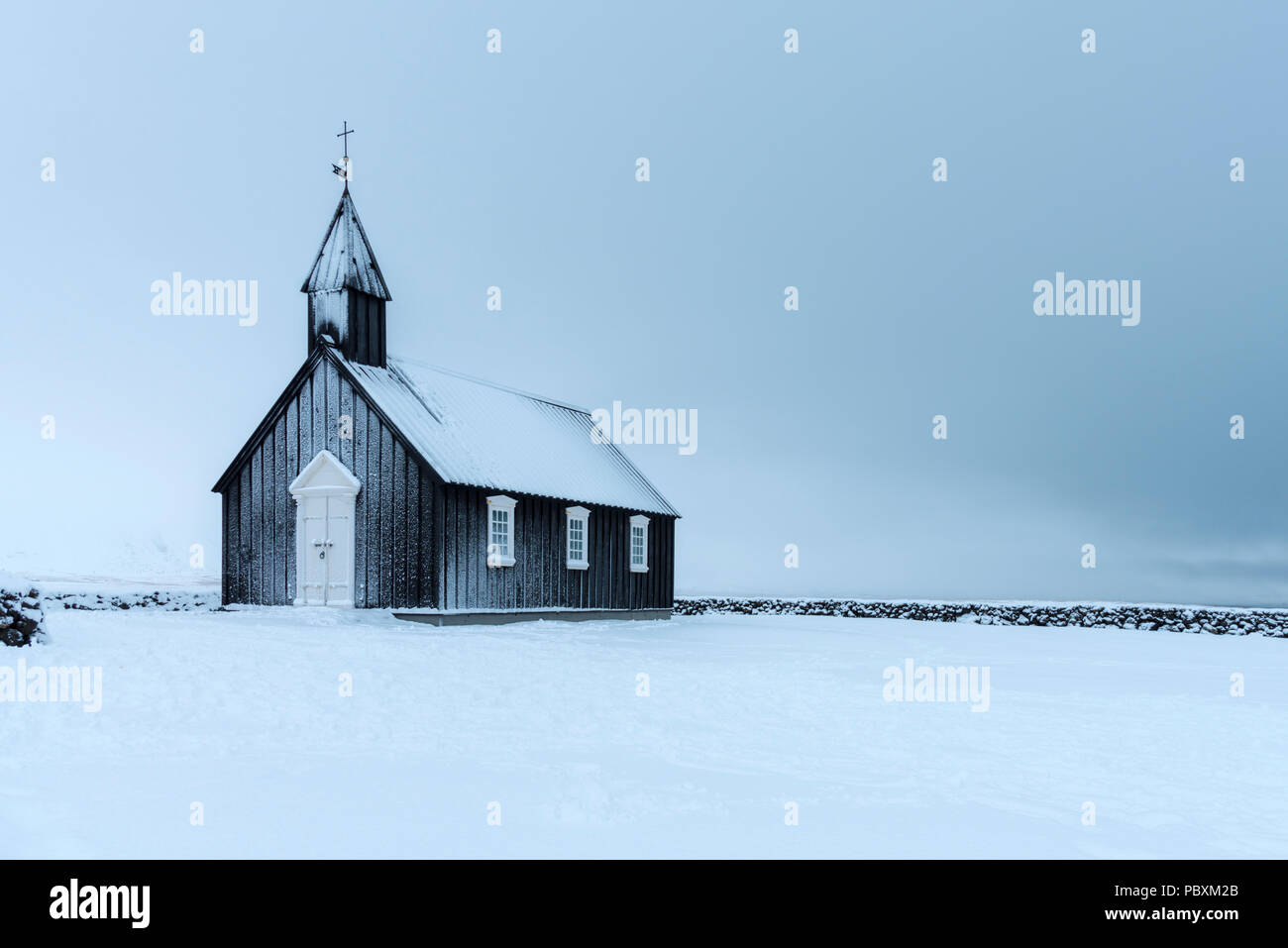 Iceland - Budir Church, Snaefellsnes, Iceland, Europe in winter Stock Photo