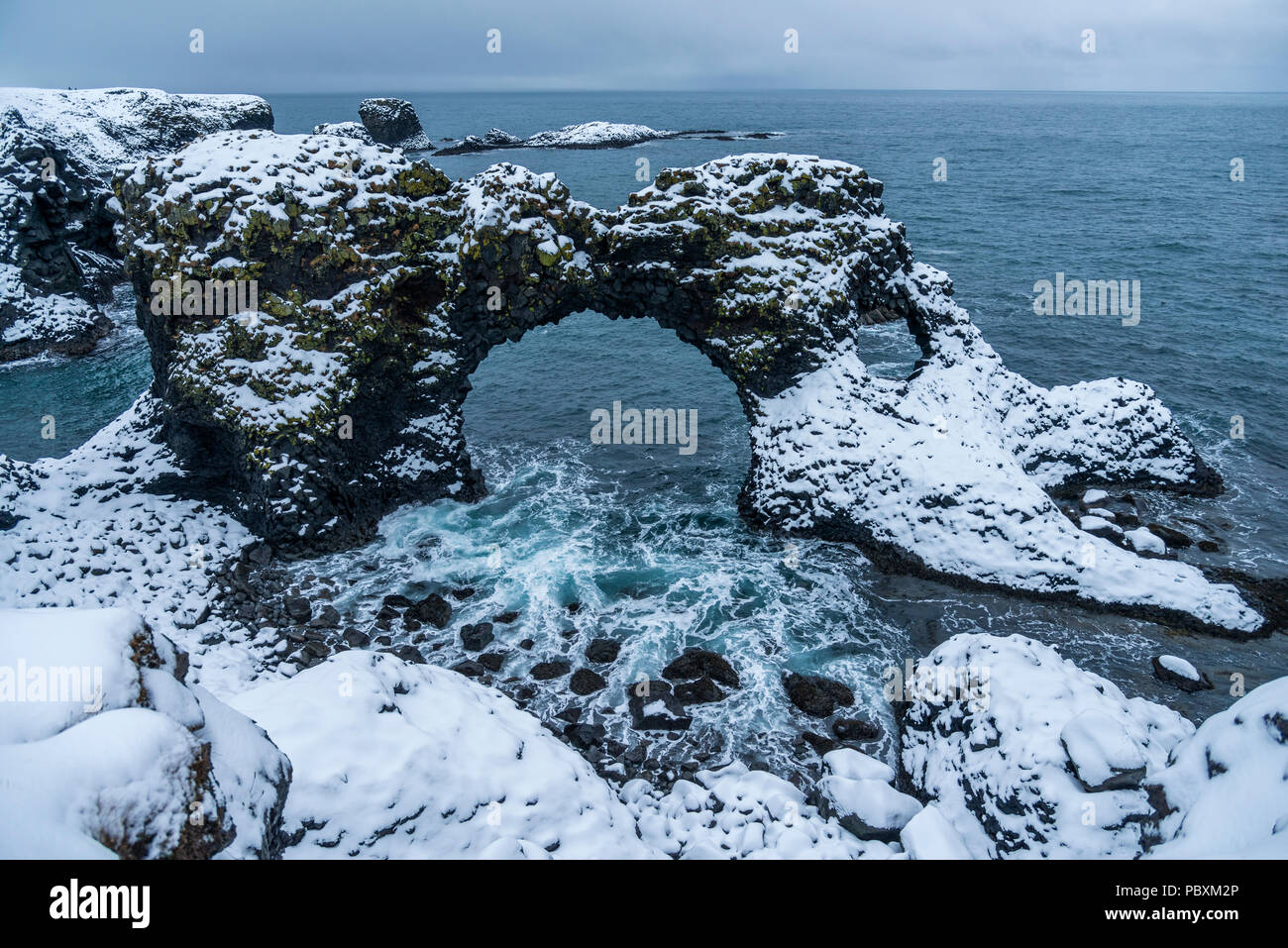 Gatklettur arch rock, Iceland, Europe Stock Photo
