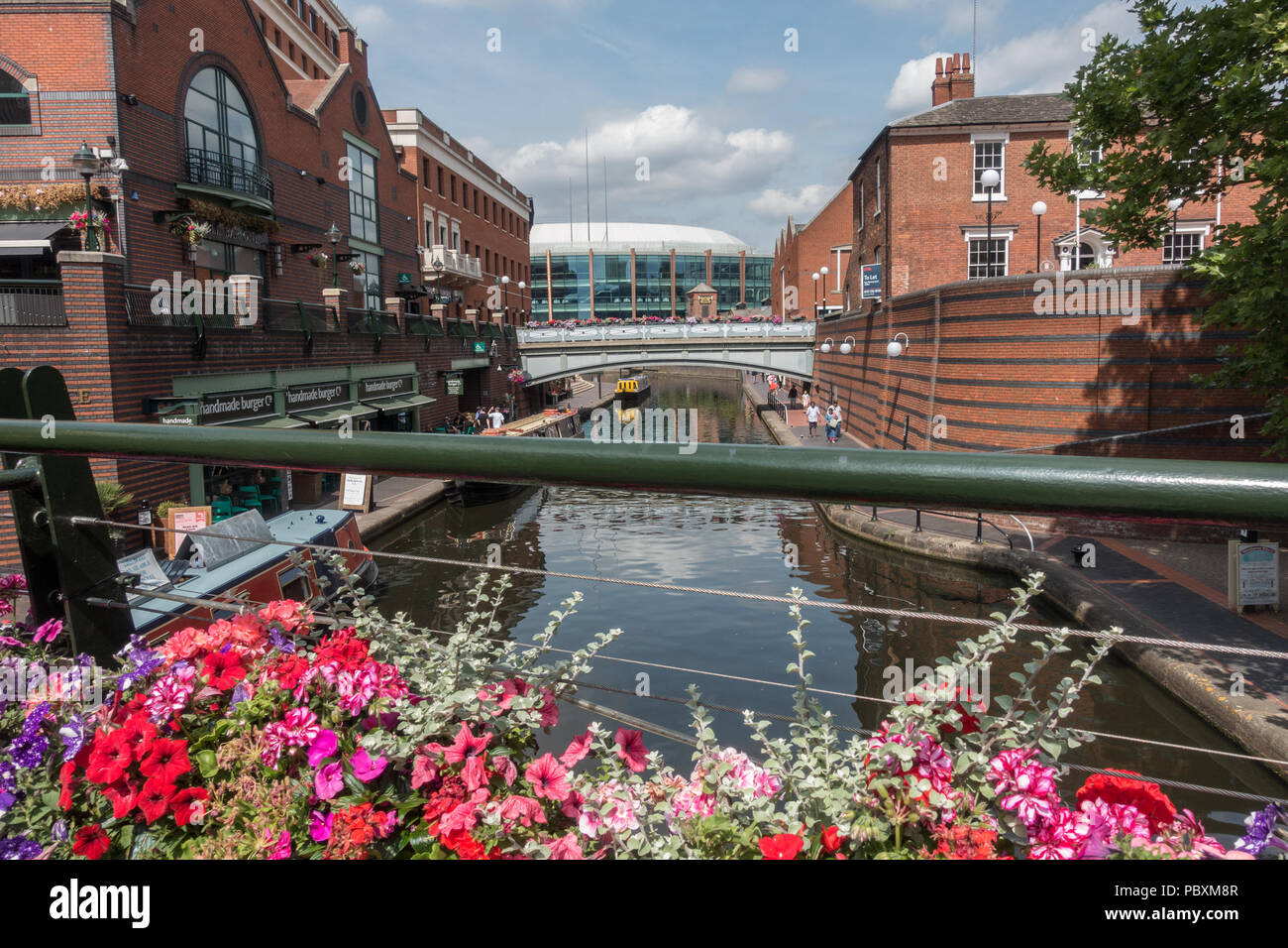 Canal boats along the beautiful and picturesque Birmingham Canals in