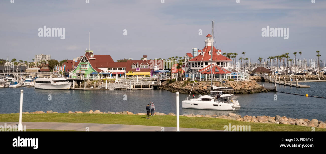Buildings in the harbour at Long Beach, California, CA, USA Stock Photo