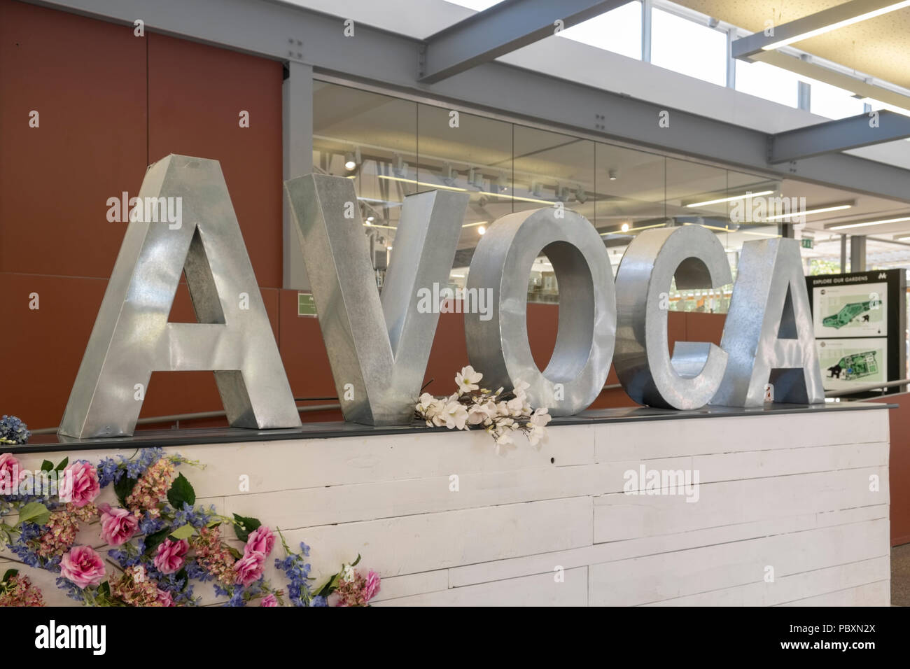 The logo sign of Avoca, an upmarket retail store in the Republic of Ireland, Europe Stock Photo