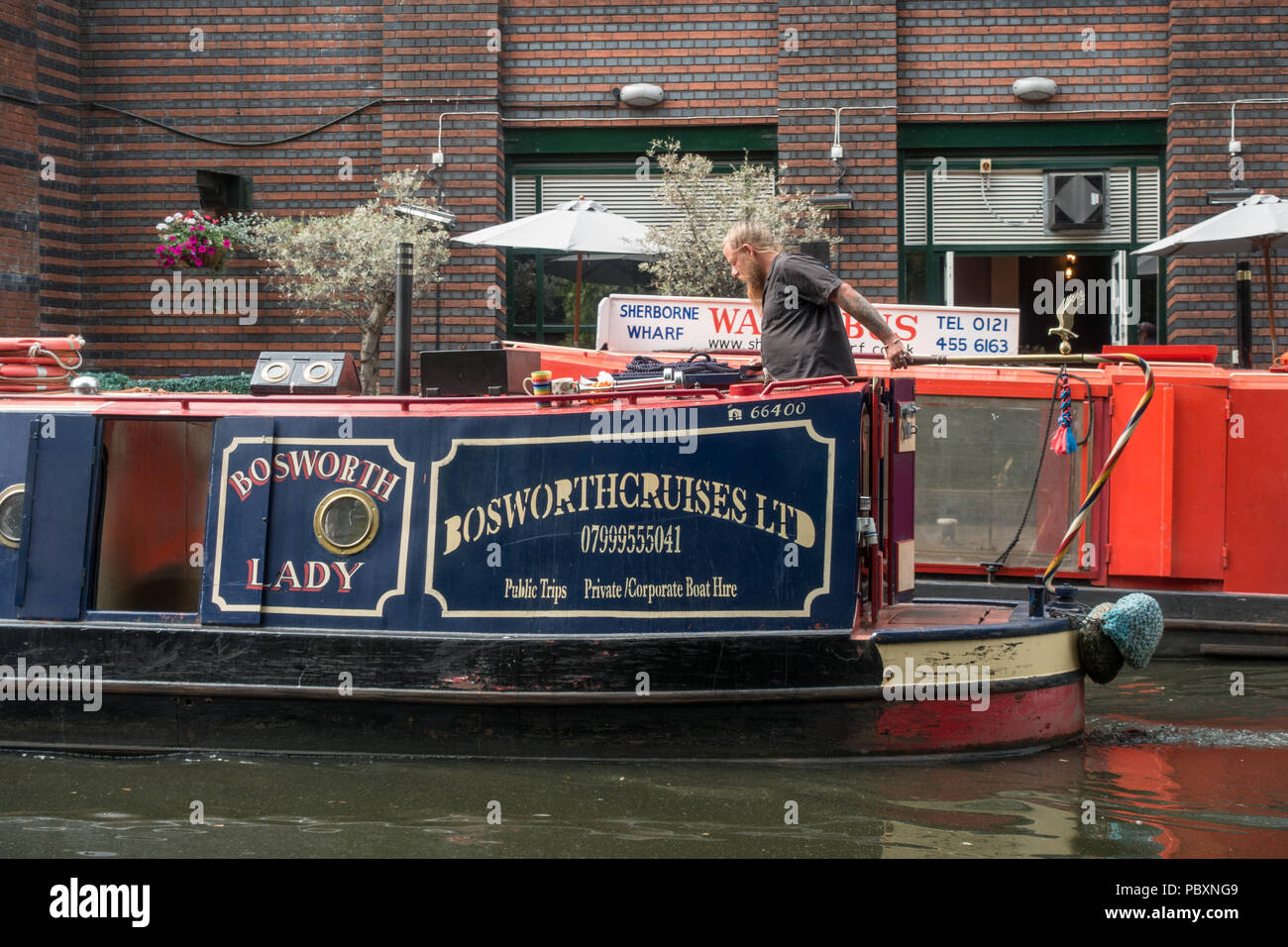 Canal boats along the beautiful and picturesque Birmingham Canals in