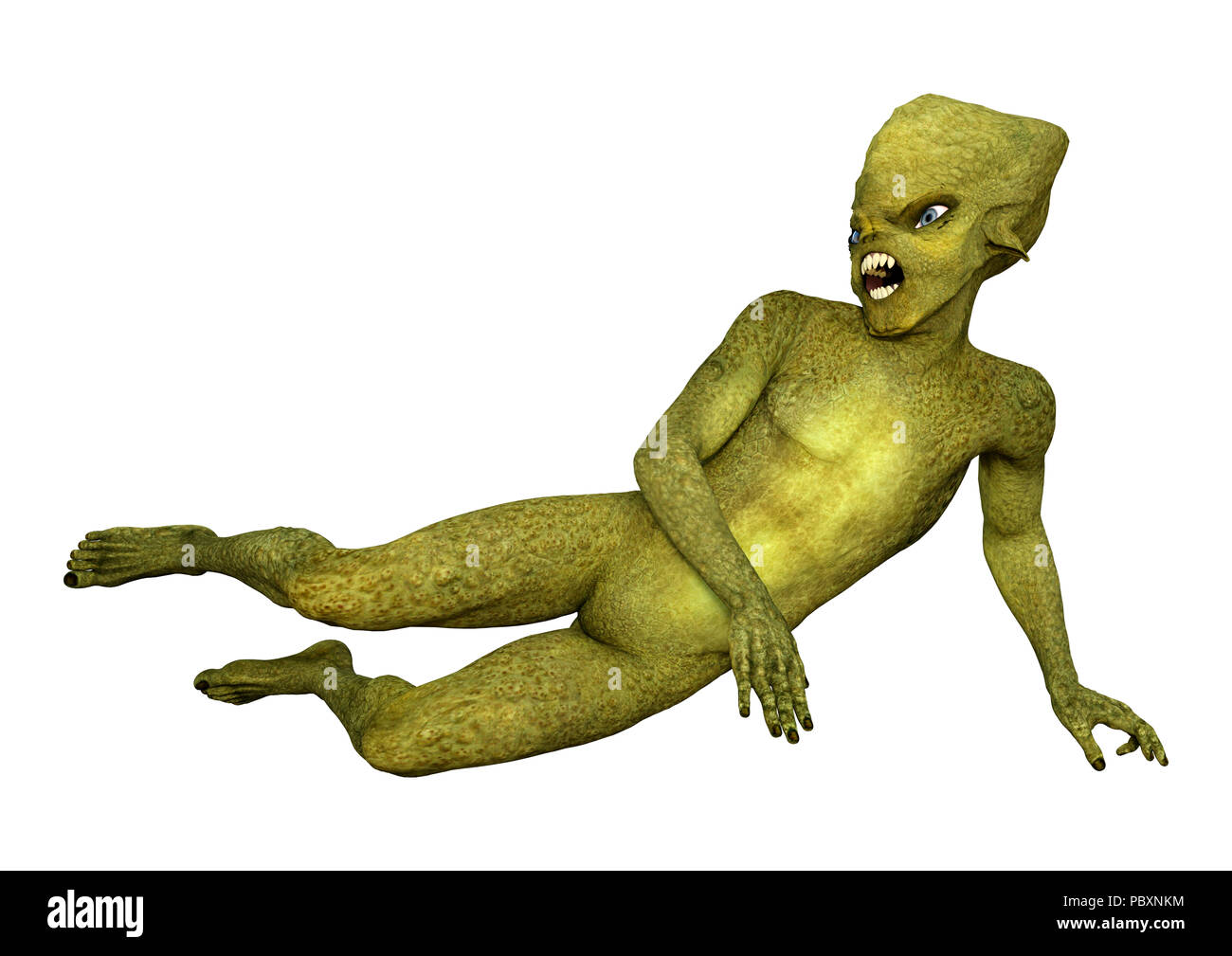 3D rendering of a green alien isolated on white background Stock Photo ...