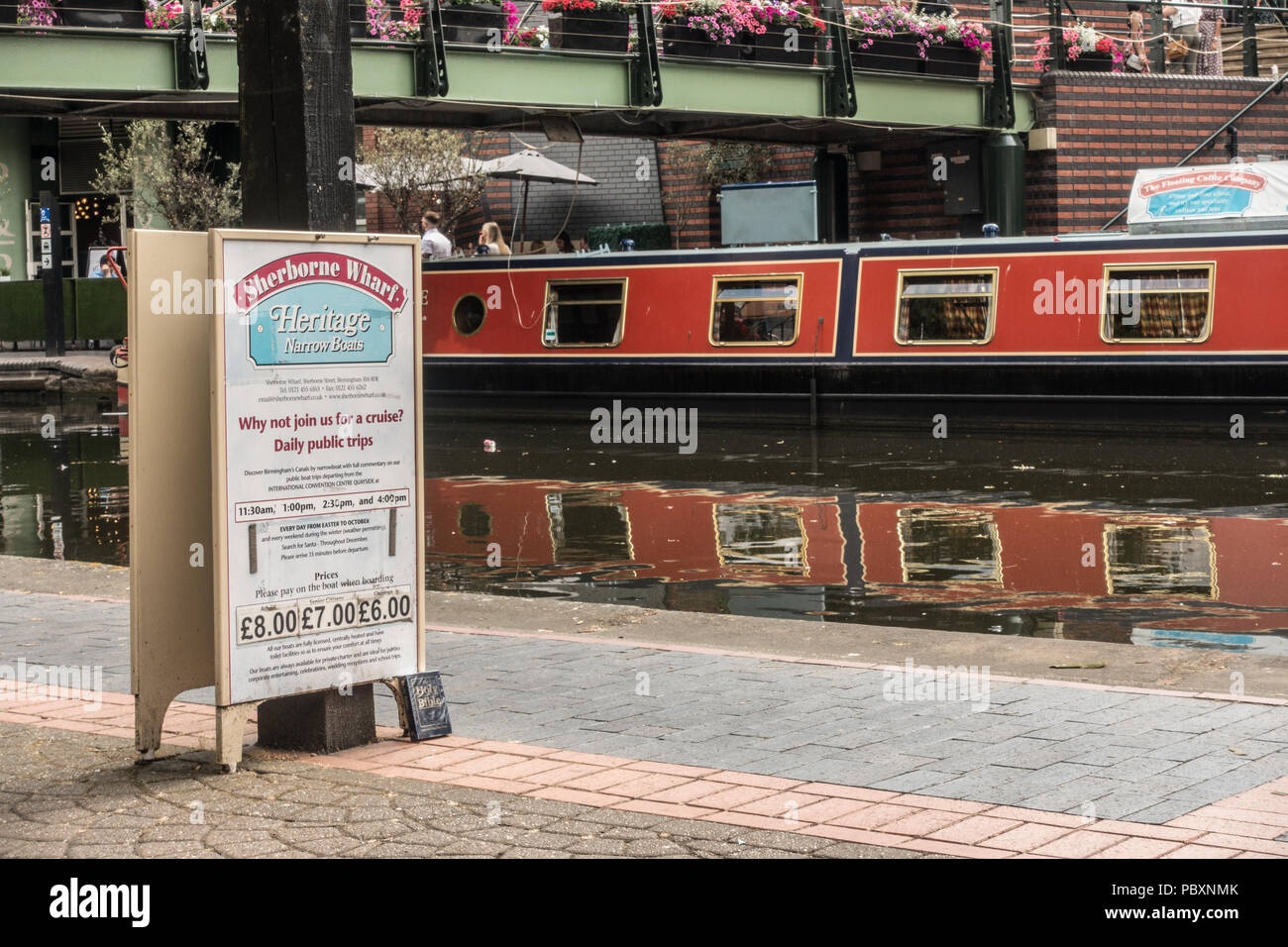 Canal boats along the beautiful and picturesque Birmingham Canals in