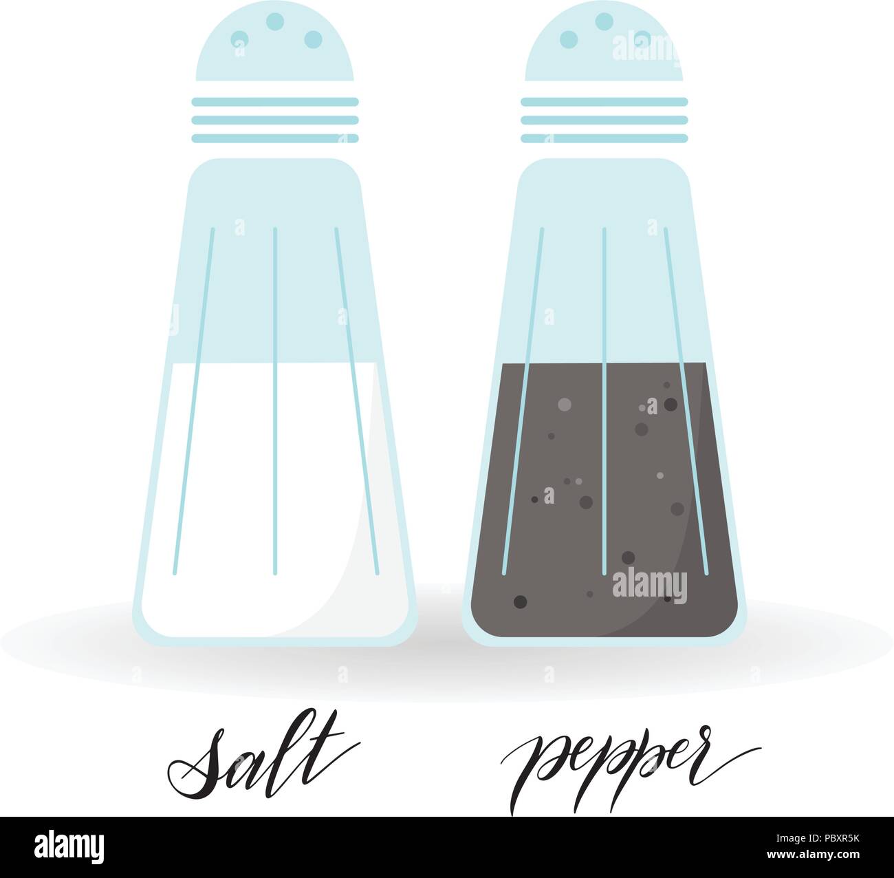 Salt and pepper icons in flat style. Hand written text. Vector Stock ...