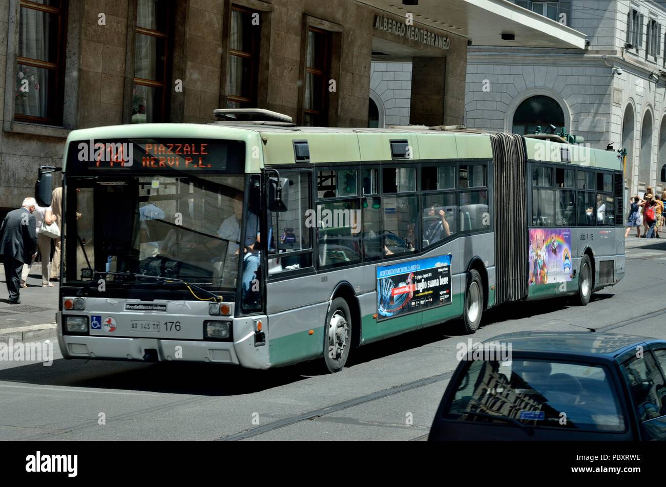714 Bus Line, Rome, Italy There are several bus lines in Rome. Most of them start and end at the main station,Termini. Stock Photo