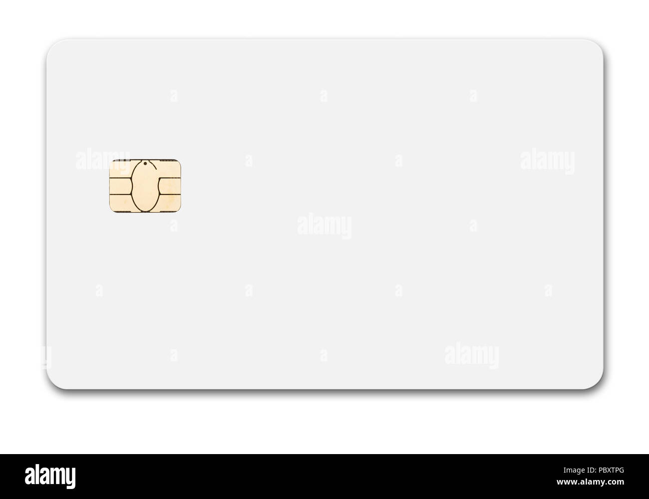 White credit card isolated path, type MC, front, new chip design Stock