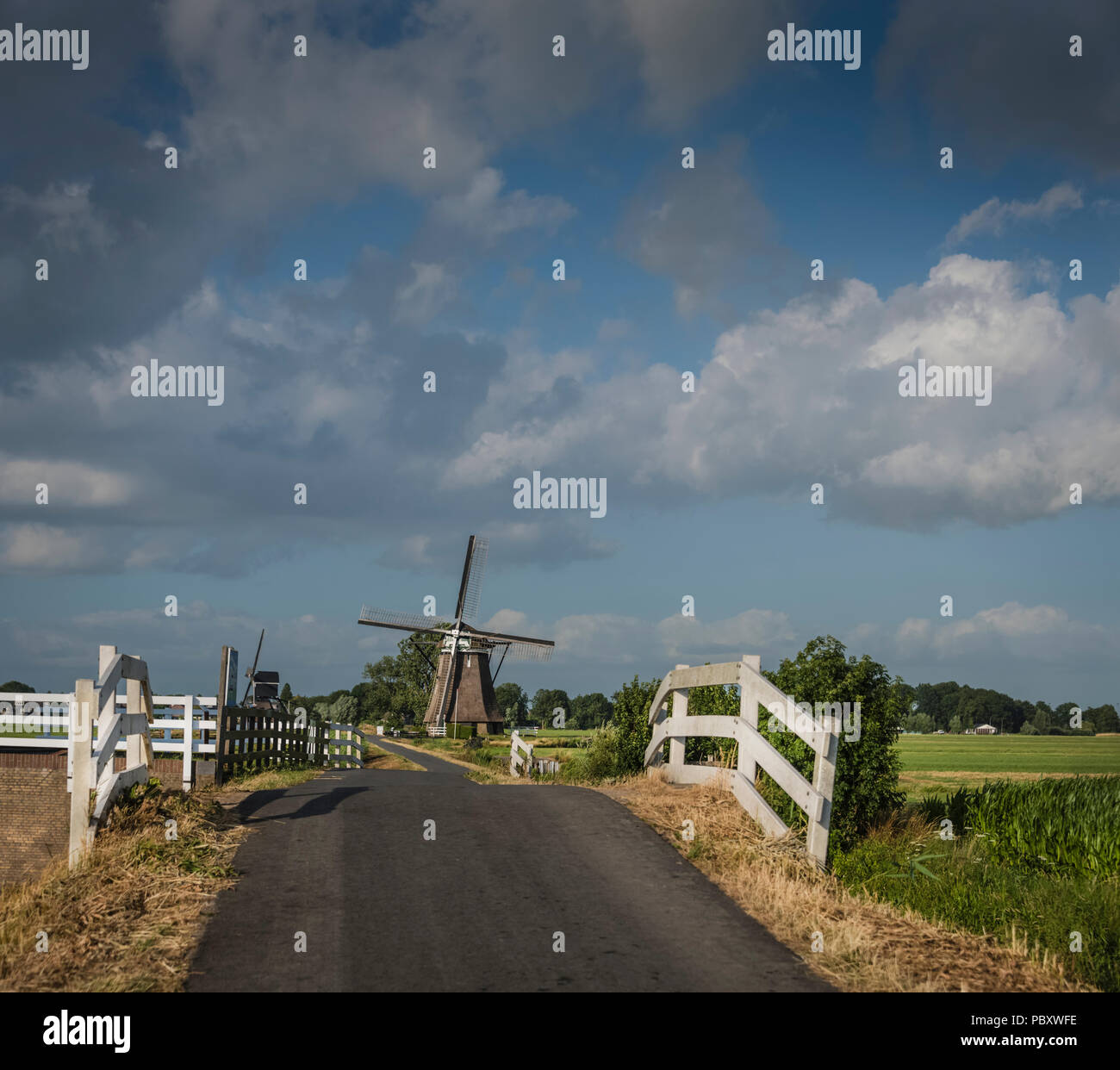 A single windmill on the windmill route, Holland Stock Photo - Alamy