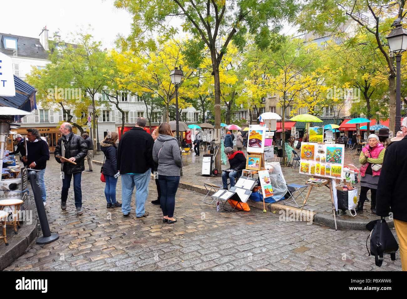 Paris, France - November 2017: Paris - Open Air Artist Market at Tertre ...