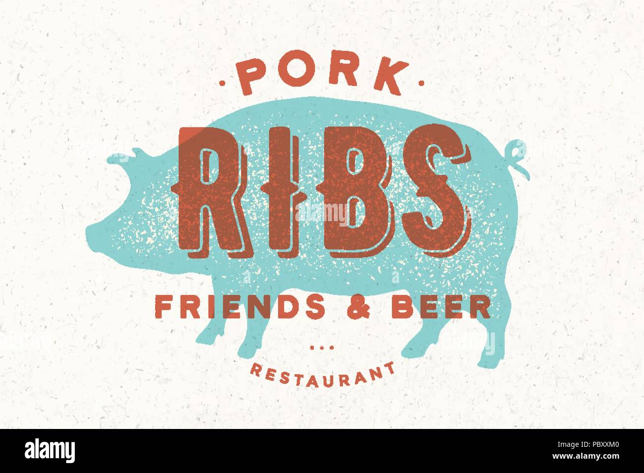 Pig, pork. Poster for restaurant Stock Vector