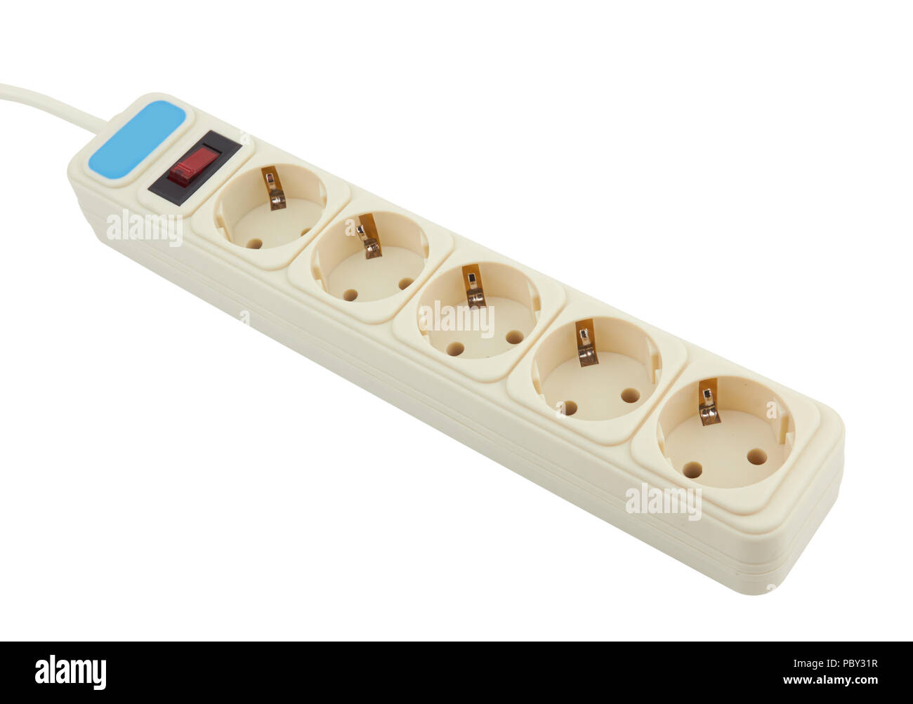 extension power strip isolated on a white Stock Photo