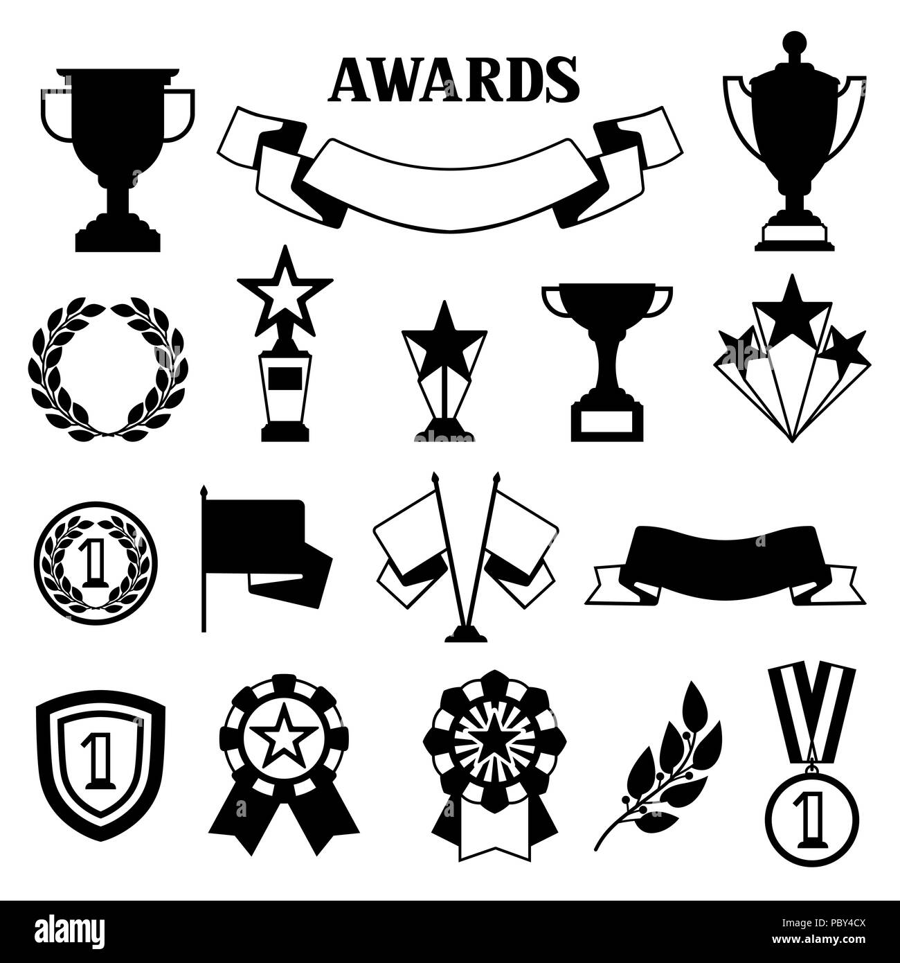 Awards and trophy icons set Stock Vector Image & Art Alamy