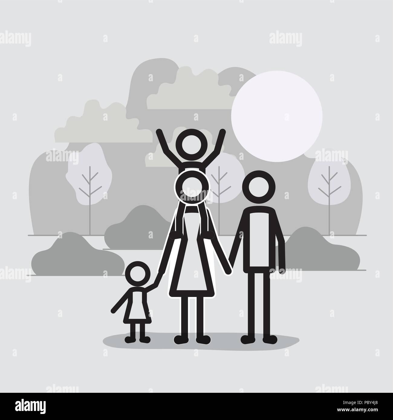 family members linear figures in the landscape Stock Vector Image & Art ...