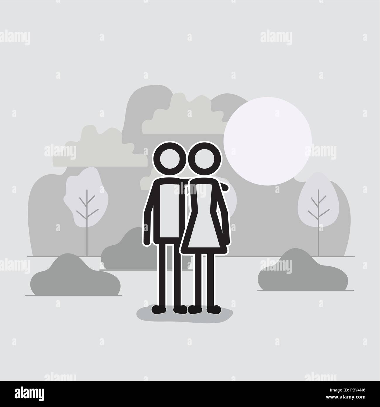 family members linear figures in the landscape Stock Vector Image & Art ...