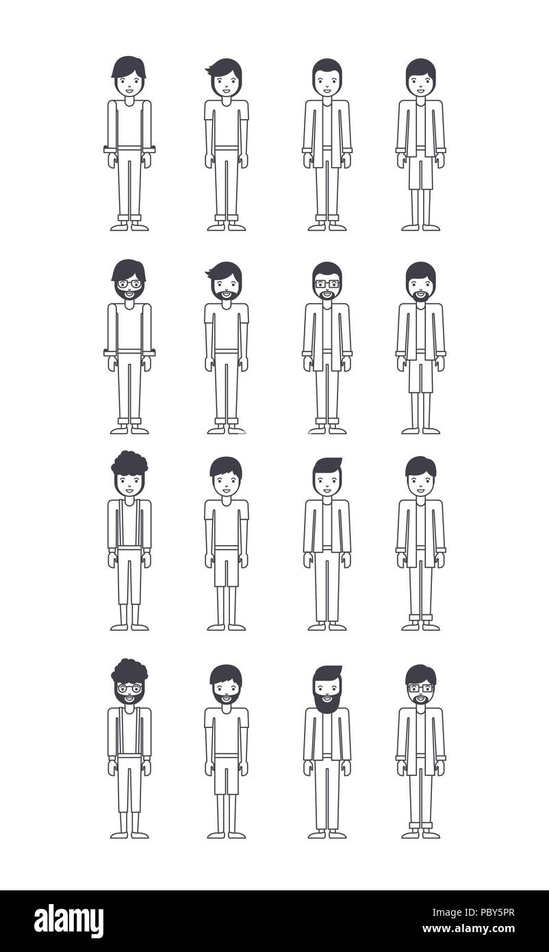 group of young men characters Stock Vector Image & Art - Alamy