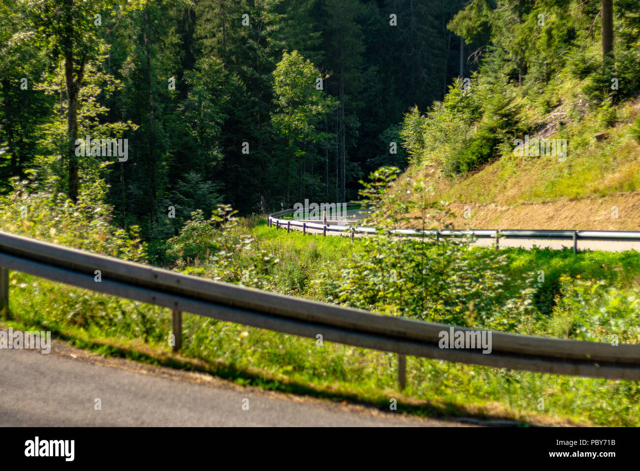 GERMANY Winding Roud in the Middle of the Black Forest Stock Photo