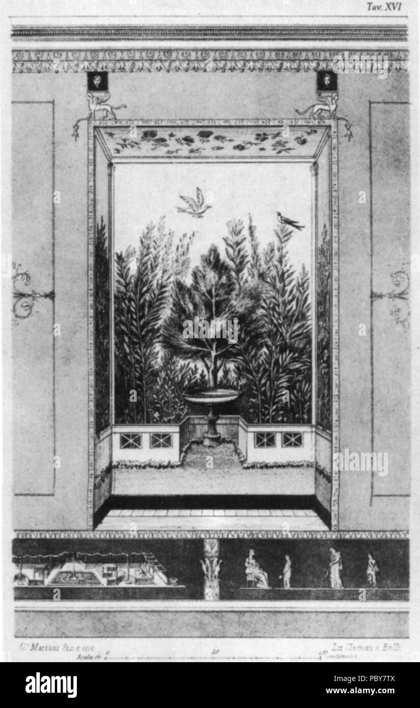 164 Disegno degli affreschi dell'auditorium mecenatis, 1874 circa Stock Photo
