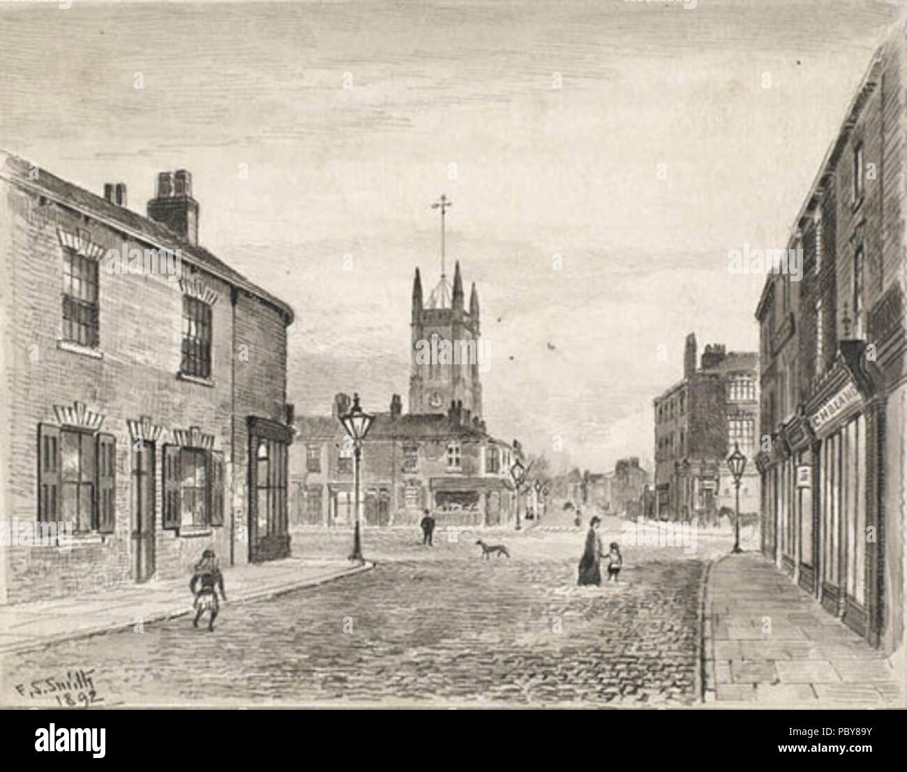 7 Walker Street and St. James' Church in distance , 1892 Stock Photo