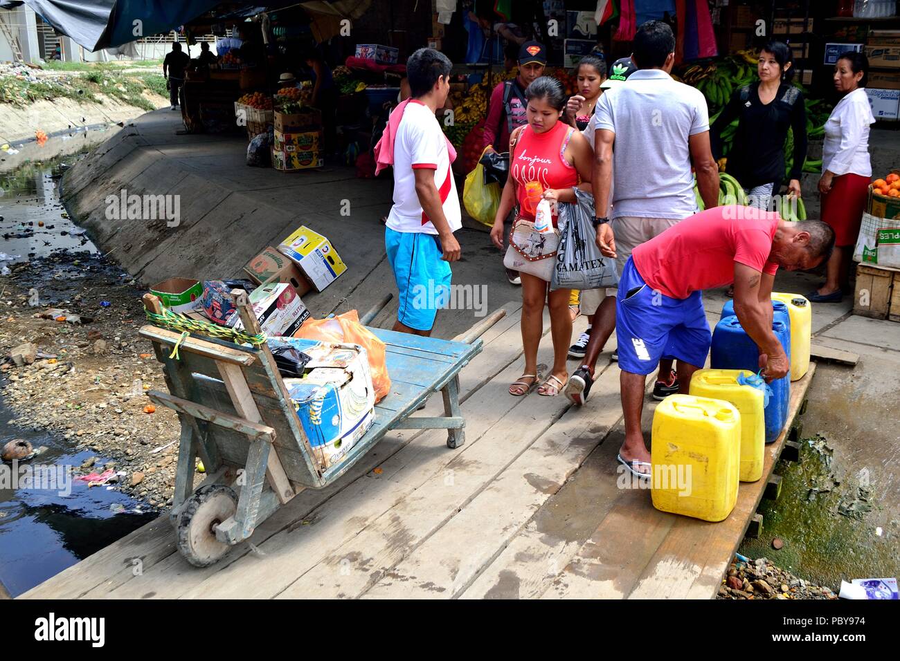 Transporting gasoline - Border Peru - Ecuador . Department of Tumbes ...