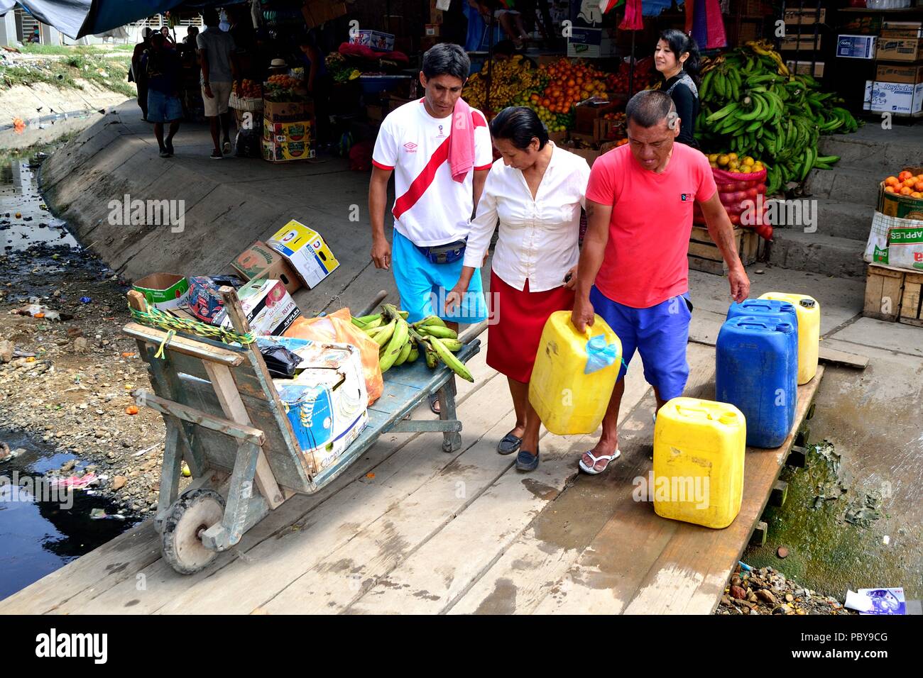Transporting gasoline - Border Peru - Ecuador . Department of Tumbes ...