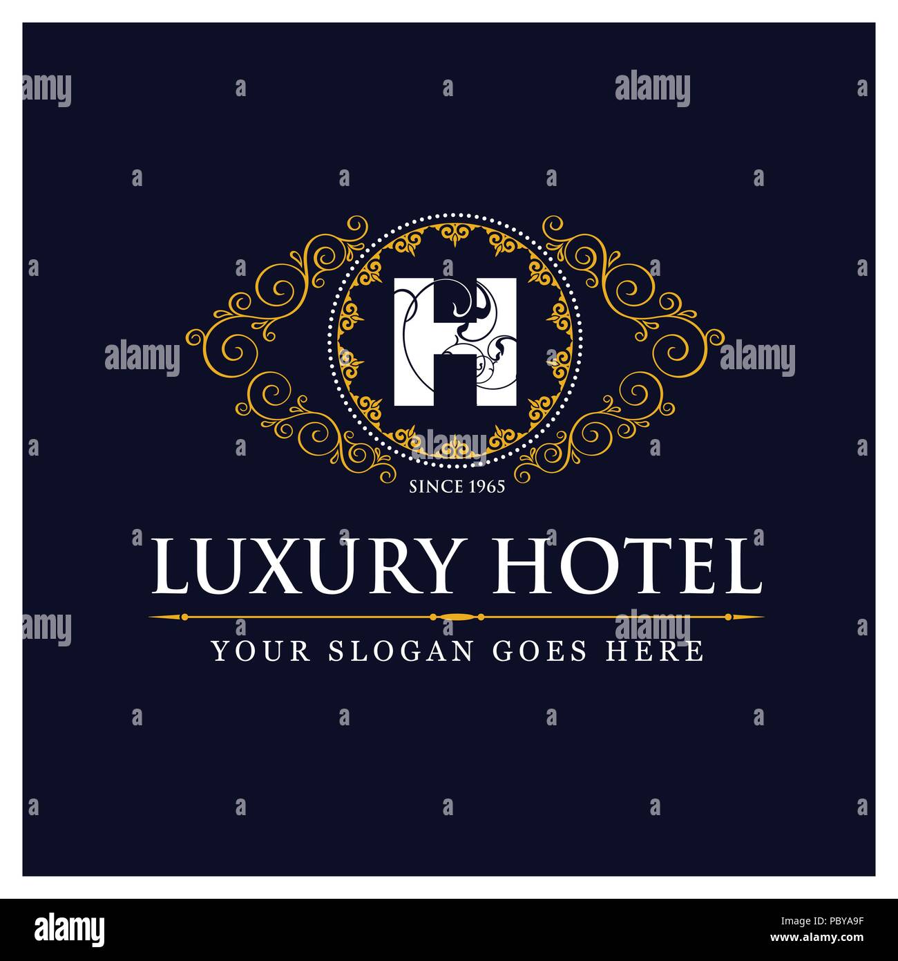 Luxury hotel design with logo and typography vector Stock Vector Image