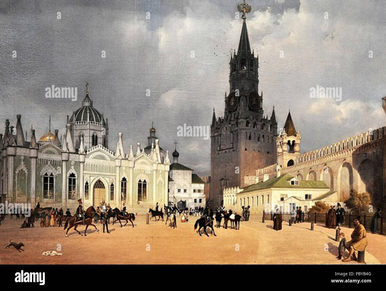 179 Eduard Gaertner Spasskaya Tower and Ascension Convent (1838 oil